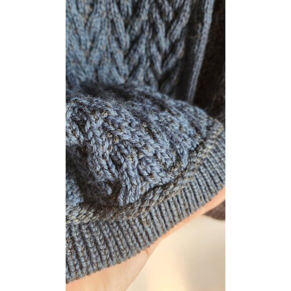 Aran Crafts Ireland Merino Wool Cable Knit Cardigan Sweater Blue Sz L - Picture 3 of 5